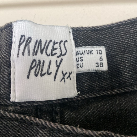 PRINCESS POLLY HOLLY ASYMMETRIC STRAIGHT LEG JEAN BUTTON FLY BLACK DENIM SIZE 6 - Picture 6 of 16